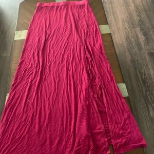 Hot pink maxi skirt with a slit